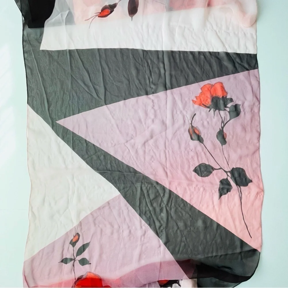Cynthia Rowley Women's Pink Roses Scarf